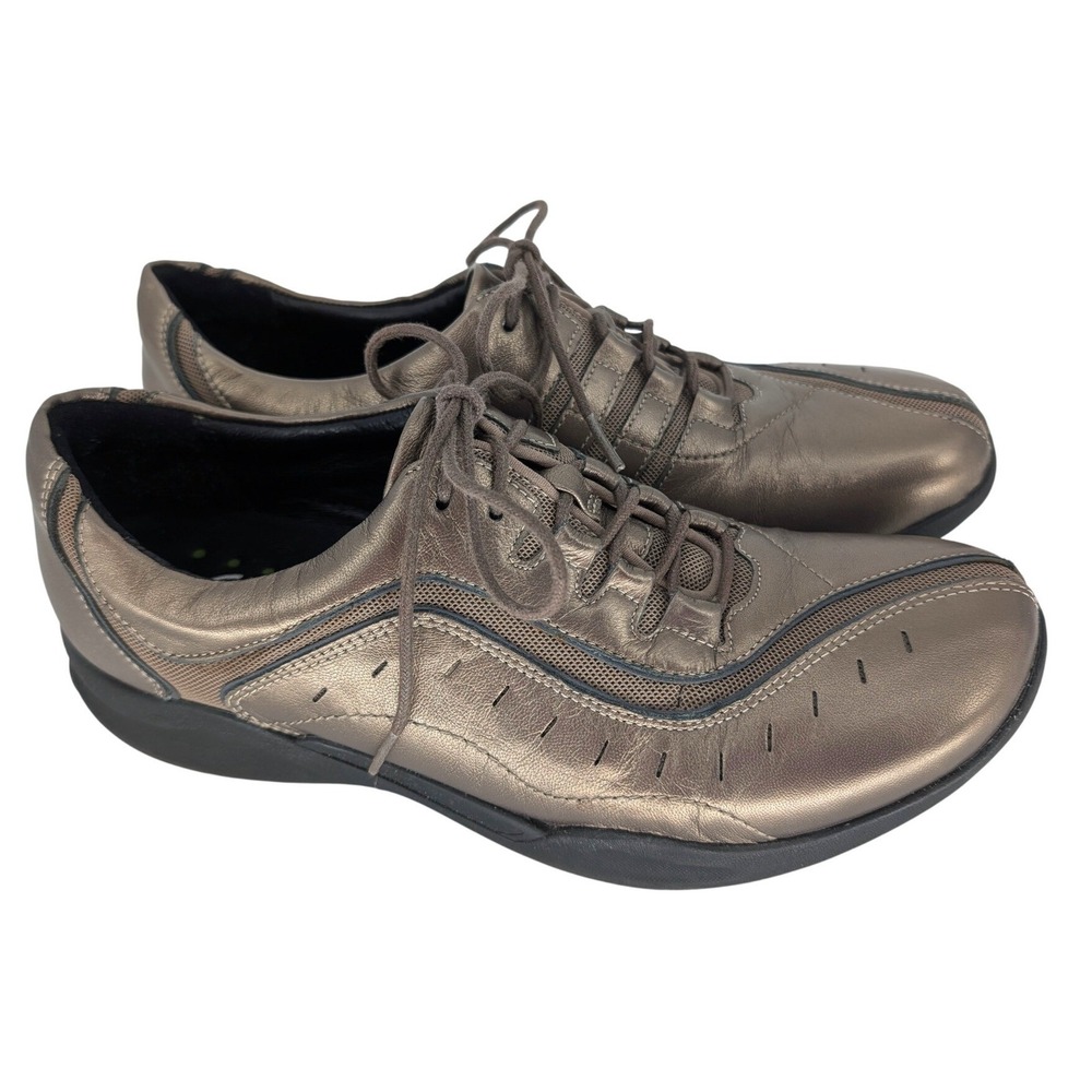 Clarks Wave Trek Walking Shoes Womens 10M Bronze Metallic Leather Lace Up Earthy